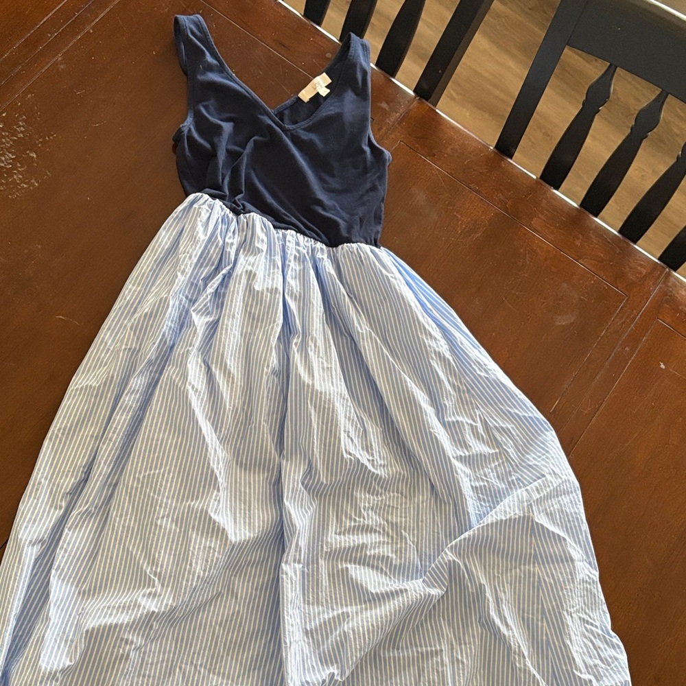 LOFT Women’s Dress in Navy and White Stripes
